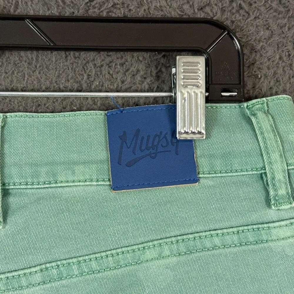 Mugsy Jeans Mens 34x30 Green Murphys Shamrock Slim Fit Stretch Denim Pants